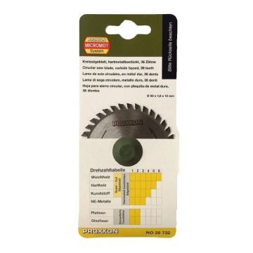 ,  ,  ,  ,  ,  ,  ,  Disc pentru FET, taiere lemn, plastic, aluminiu Proxxon 28732, O80x10 mm, 36 dinti
