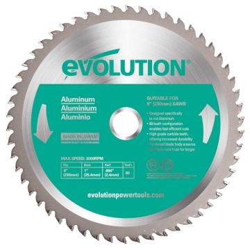 Disc pentru fierastrau circular, taiere aluminiu Evolution A230TCT-80CS-0460, O230 x 25.4 mm, 80 dinti