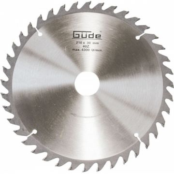 Disc pentru fierastrau circular, taiere lemn Gude 55075, O210x30 mm, 40 dinti