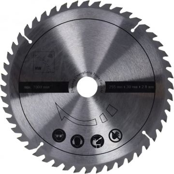Disc pentru fierastrau circular, taiere lemn Scheppach 7901200706, O255x30 mm, 48 dinti