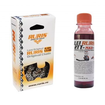 Lant drujba Ruris DAC 456, 32 dinti, pas 3.25, 38cm + Ulei Ruris 2TT-Max, 125ml