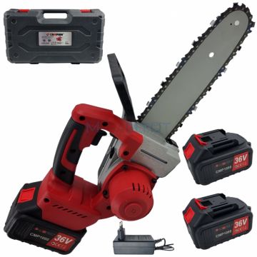 Fierastrau cu lant ( drujba ) pe acumulator Campion, 36V, 6000mAh, lama 30cm, 2 acumulatori, utilizare cu o singura mana, ideala pentru constructii Fierastrau cu lant ( drujba ) pe acumulator Campion, 36V, 6000mAh, lama 30cm, 2 acumulatori, utilizare cu o singura mana, ideala pentru constructii