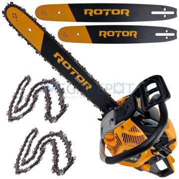 Motofierastrau (drujba) pe benzina Rotor RM-5.5, 5.8CP, 58cm  ³, 2 lanturi si 2 lame 38-45cm