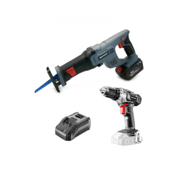 Fierastrau tip sabie, cu acumulator 4 Ah, incarcator 18V Li-ion + CADOU Masina de gaurit, Graphite Energy