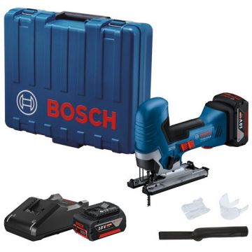 BOSCH Bosch GST 185-LI Fierastrau vertical 125mm + 2 acumulatori Li-Ion 18V, 4Ah + incarcator rapid si acceorii