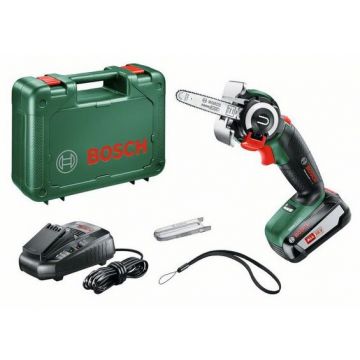 BOSCH Fierastrau electric pe acumulator Bosch AdvancedCut 18, 18 V, 2.5 Ah, 65 mm adancime taiere lemn, acumulator, incarcator, geanta transport, Negru-Verde