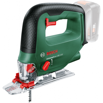 BOSCH Fierastrau vertical pe acumulator Bosch UniversalSaw 0603011100, 18 V, 2600 curse/min, 100 mm adancime maxima taiere, 2 panze fierastrau, CutControl, protectie aschii, sabot de protectie, capac protectie transparent, fara acumulatpr/incarcator, Ver