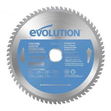 Disc pentru fierastrau circular, taiere otel subtire Evolution T210TCT-68CS, O210 x 25.4 mm, 68 dinti