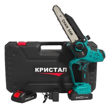 Drujba  mini fierastrau  cu acumulator DDT-CRISTAL, Indicator procentaj baterie, sistem de ungere automat, Lama+Lant 8