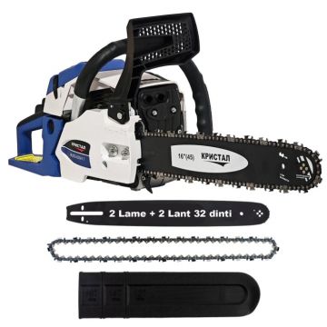 Drujba pe benzina DDT KRISTAL, motor 2 Timpi , 2 lame + 2 lanturi, 7 Cp, 58 cmc, lama 50 cm , demaror din magneziu