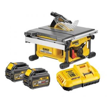 Fierastrau circular de masa cu 2 acumulatori, DeWalt, 1675 W, 210 mm, Galben