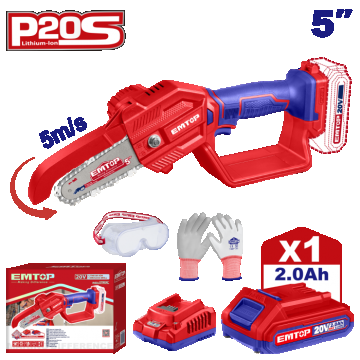 Mini fierastrau cu 1 acumulator 2.0Ah, lama 13cm (5  ) - ELGA20581, EMTOP