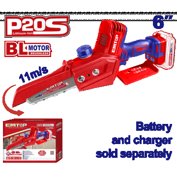 Mini fierastrau cu lant fara acumulator si incarcator, motor fara perii (brushless), 15cm - ELGA2068, EMTOP