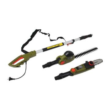 Unealta electrica multifunctionala 2 in 1 pentru gradina Heinner VMT001,drujba/motofierastrau 750 W,trimmer gard viu 550 W,maner telescopic 128 - 197 cm