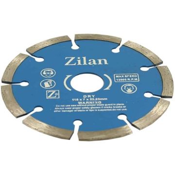 Disc Diamentat Segmentat, 12000 Rotatii pe Minut, 115 x 7 x 22.23 mm
