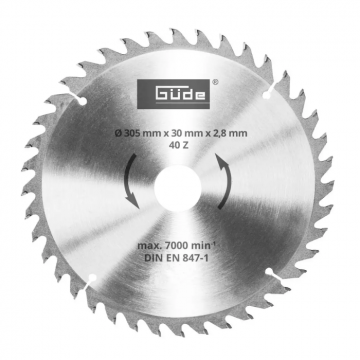 Disc pentru fierastrau circular, taiere lemn Guede 55266, O305 x 30 mm, 40 dinti