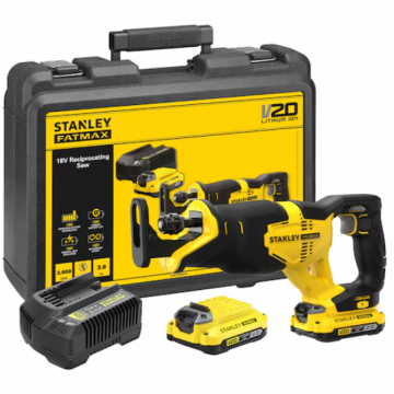 Stanley Stanley SFMCS300D2K-QW 18V V20 Reciprocating Saw - 2 x 2.0Ah Kitbox